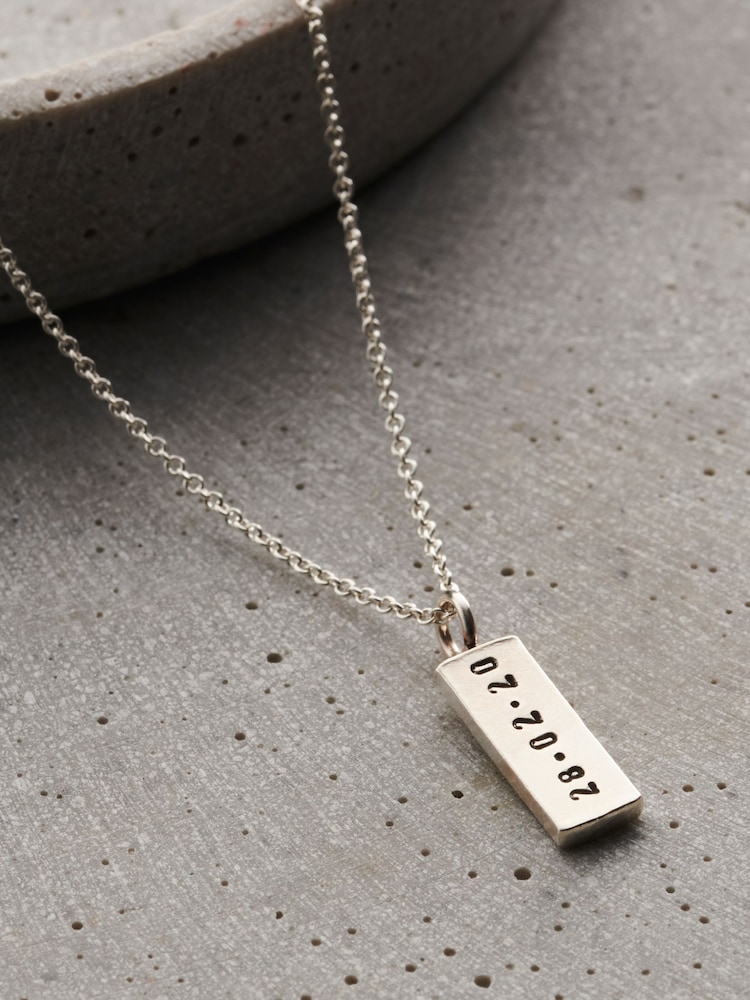 Posh Totty Designs Mens Silver Tone Personalised Birthstone Tag Necklace - Image 2 of 4