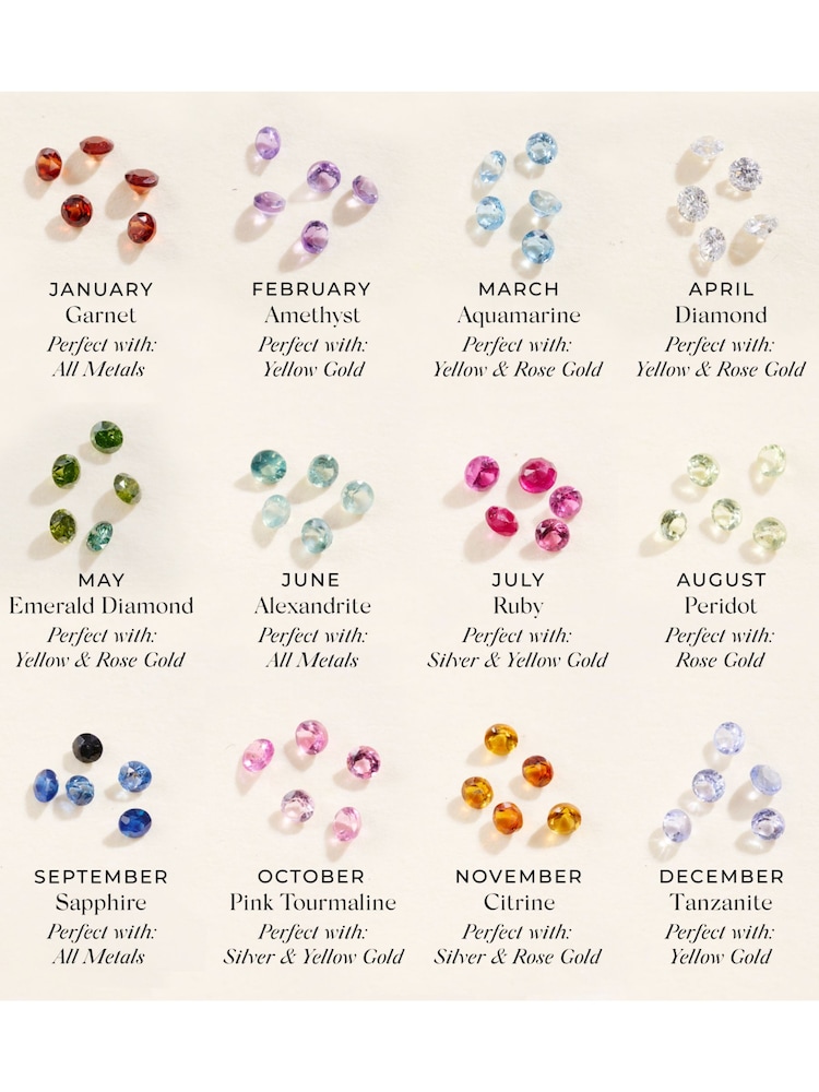 Posh Totty Designs Silver Tone Personalised Birthstone Tag Necklace - Image 5 of 5