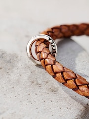 Posh Totty Designs Mens Gold Tone Personalised Message Plaited Leather Bracelet - Image 2 of 3