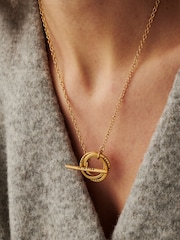 Posh Totty Designs Gold Tone Personalised Russian Ring T Bar Lariat Necklace - Image 2 of 4