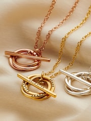 Posh Totty Designs Gold Tone Personalised Russian Ring T Bar Lariat Necklace - Image 3 of 4