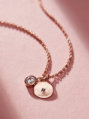 Posh Totty Designs Silver Tone Birthstone And Initial Disc Charm Necklace - Image 1 of 4
