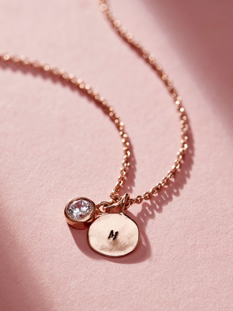 Posh Totty Designs Silver Tone Birthstone And Initial Disc Charm Necklace - Image 1 of 4
