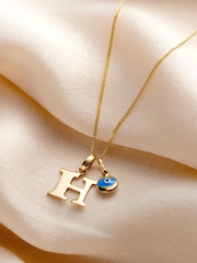 Posh Totty Designs Gold Tone 9ct Gold Mini Evil Eye Initial Necklace - Image 1 of 3