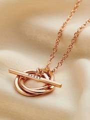 Posh Totty Designs Gold Tone Personalised Russian Ring T Bar Lariat Necklace - Image 1 of 4