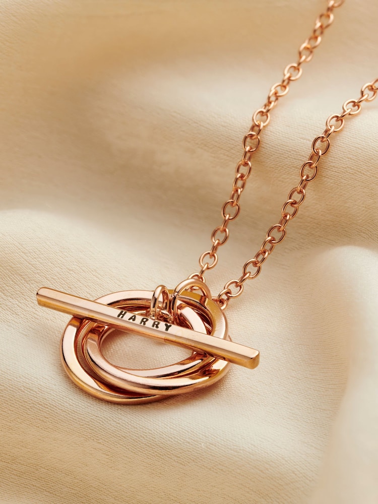 Posh Totty Designs Gold Tone Personalised Russian Ring T Bar Lariat Necklace - Image 1 of 4