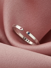 Posh Totty Designs Silver Tone Personalised Birthstone Open Ring - Image 1 of 5