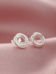 Posh Totty Designs Silver Tone Personalised Russian Ring Stud Earrings - Image 2 of 4