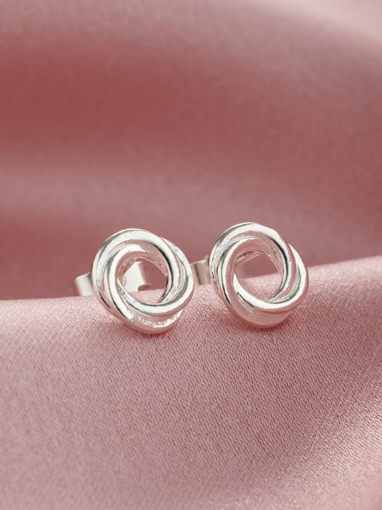 Posh Totty Designs Silver Tone Personalised Russian Ring Stud Earrings - Image 2 of 4