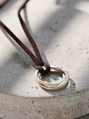 Posh Totty Designs Mens Gold Tone Personalised Two Ring Russian Leather Corduroy Necklace - Image 2 of 5