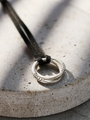 Posh Totty Designs Mens Gold Tone Personalised Two Ring Russian Leather Corduroy Necklace - Image 3 of 5