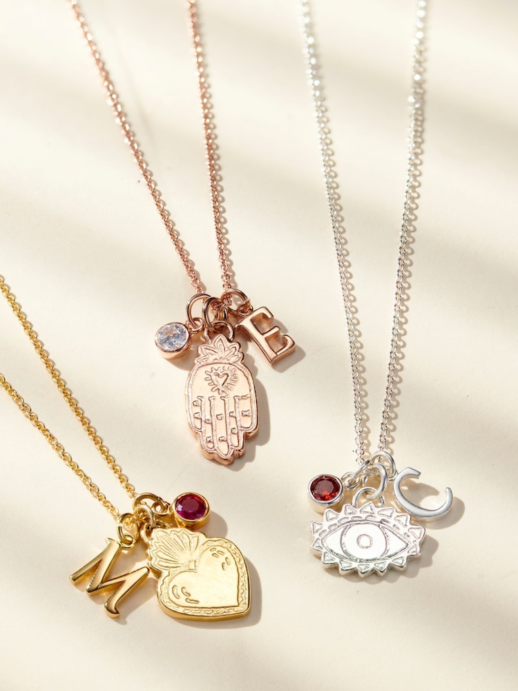 Posh Totty Designs Gold Tone Personalised Talisman Charm Necklace - Image 2 of 4