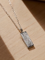 Posh Totty Designs Gold Tone Personalised Engraved Wood Grain Tag Necklace - Image 1 of 4