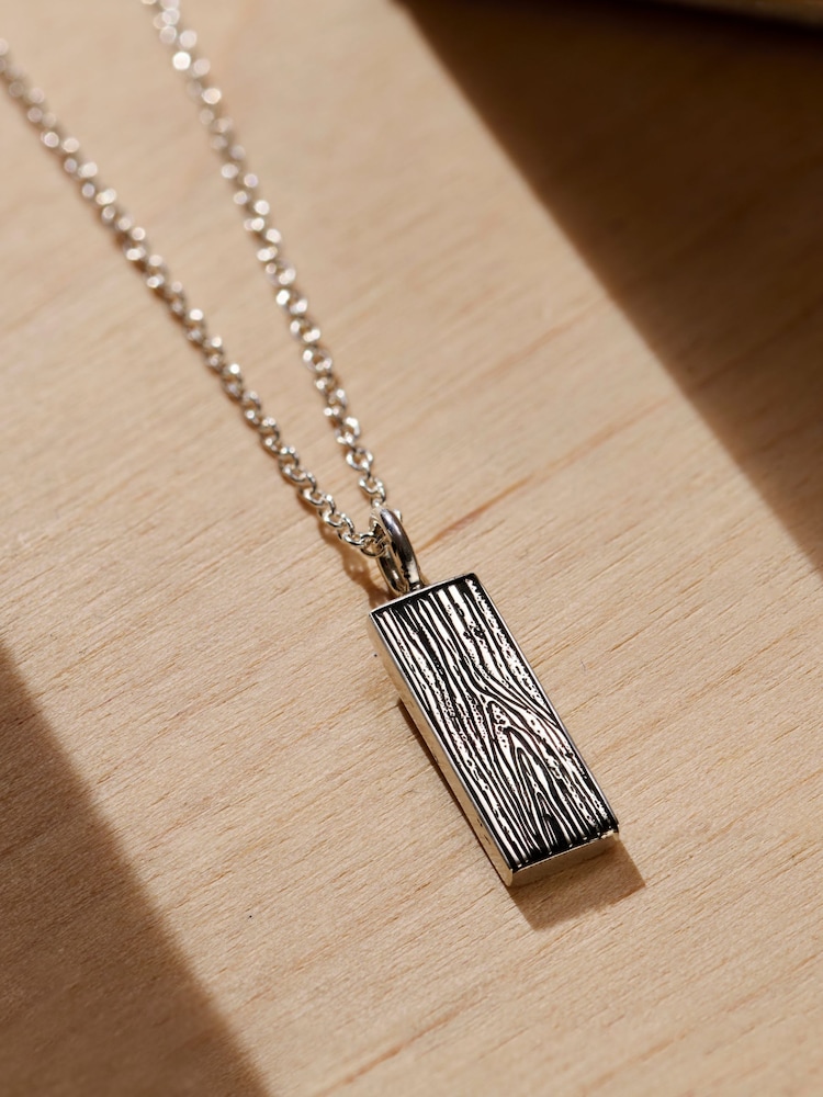Posh Totty Designs Gold Tone Personalised Engraved Wood Grain Tag Necklace - Image 1 of 4