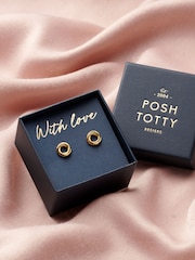 Posh Totty Designs Gold Tone Personalised Russian Ring Stud Earrings - Image 1 of 4