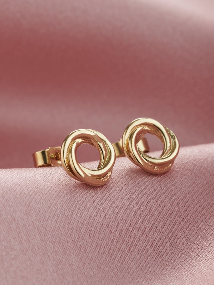 Posh Totty Designs Gold Tone Personalised Russian Ring Stud Earrings - Image 2 of 4