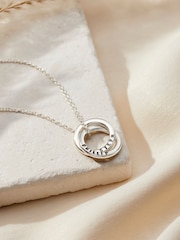 Posh Totty Designs Silver Tone Personalised Mini Two Ring Russian Necklace - Image 1 of 4