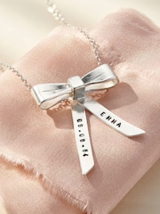 Posh Totty Designs Silver Tone Personalised Bow Charm Necklace - Image 2 of 4