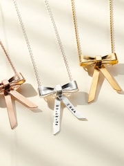 Posh Totty Designs Silver Tone Personalised Bow Charm Necklace - Image 3 of 4