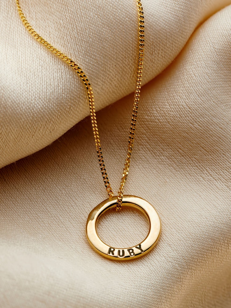 Posh Totty Designs Gold Tone Micro 9ct Gold Personalised Message Necklace - Image 1 of 3