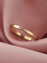 Posh Totty Designs Gold Tone Personalised Birthstone Open Ring - Image 1 of 5