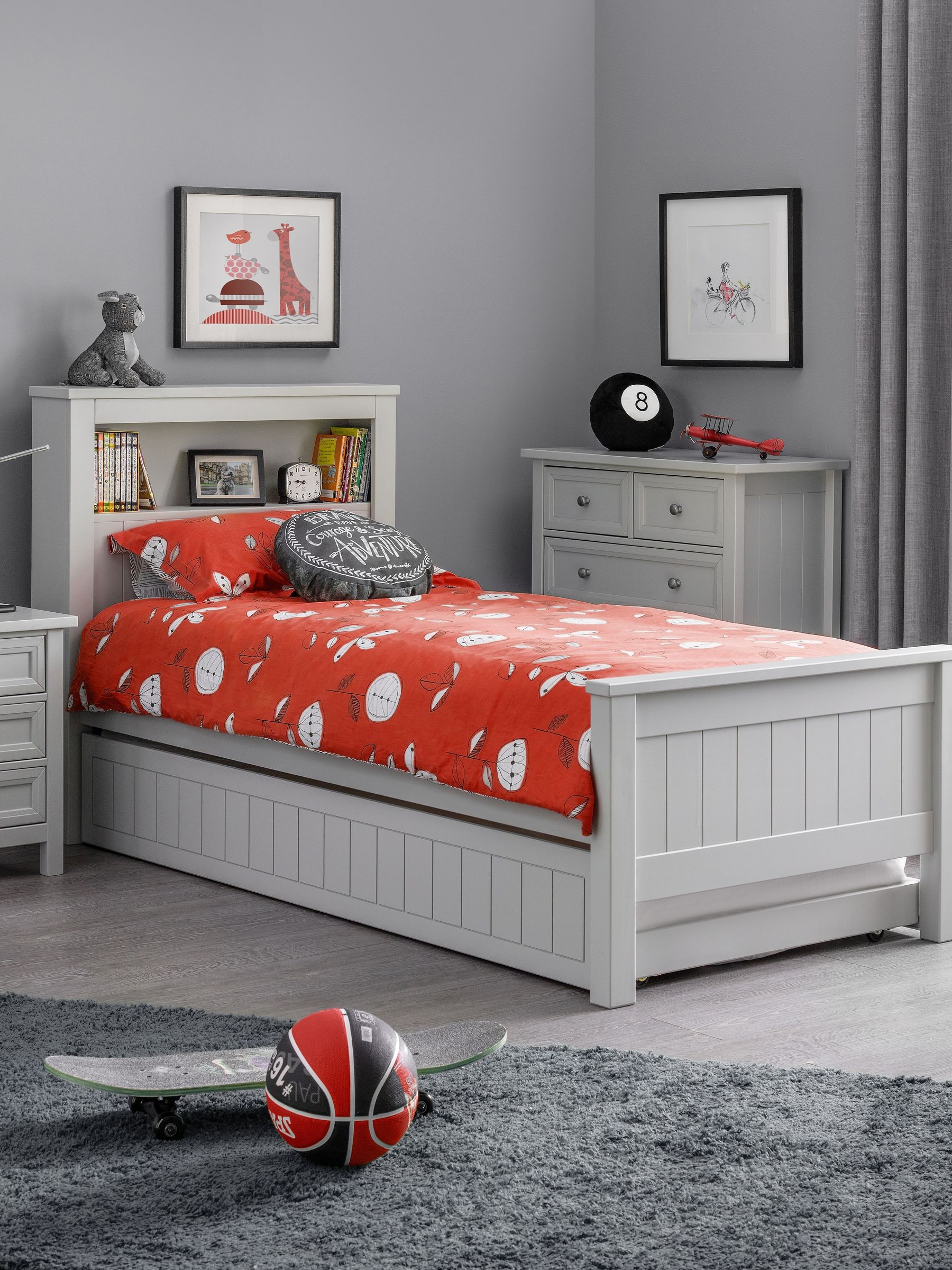Julian Bowen Maine Bookcase Bed - Single - Dove Grey - MDF - Image 4