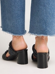 Simply Be Black Wide Fit Pleated Twist Strap Heeled Sandals - Image 2 of 4