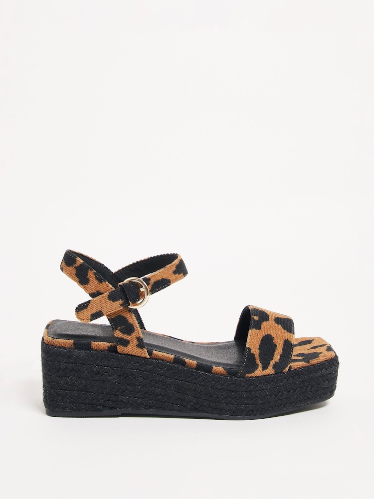 Simply Be Wide Fit Square Toe Espadrille Flatform Sandals - Imagen 2 de 4