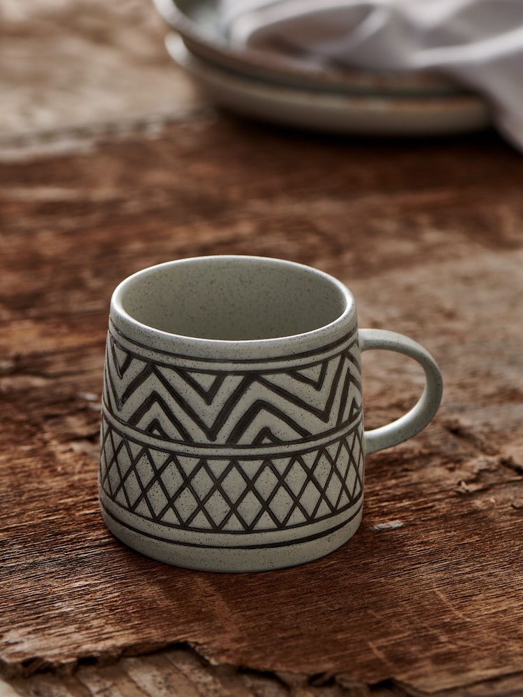 French Connection Cream Wax Resist Pattern Mug - Image 2 of 4 French Connection Cream Wax Resist Pattern Mug - Image 2 of 4