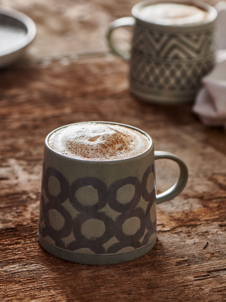 French Connection Sage Green Wax Resist Pattern Mug - Image 1 of 4