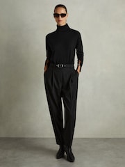 Reiss Black Macy Merino Wool Roll Neck Jumper - Image 1 of 6