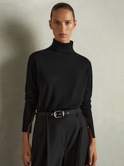 Reiss Black Macy Merino Wool Roll Neck Jumper - Image 3 of 6