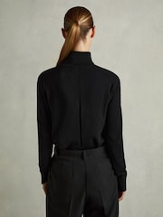 Reiss Black Macy Merino Wool Roll Neck Jumper - Image 5 of 6