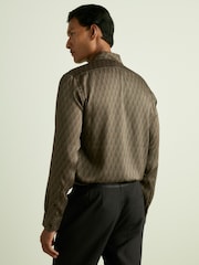 Reiss Dark Brown Lafraneire Monogram-Print Twill Shirt - Image 5 of 6
