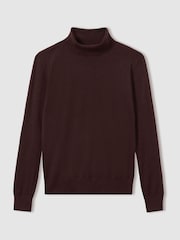 Reiss Burgundy Macy Merino Wool Roll Neck Jumper - Image 2 of 6