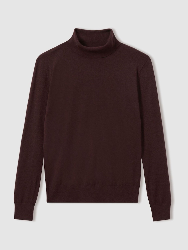 Reiss Burgundy Macy Merino Wool Roll Neck Jumper - Image 2 of 6