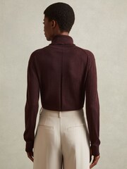 Reiss Burgundy Macy Merino Wool Roll Neck Jumper - Image 4 of 6