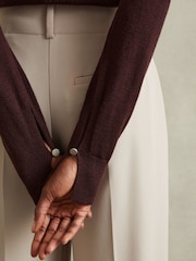 Reiss Burgundy Macy Merino Wool Roll Neck Jumper - Image 5 of 6