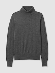 Reiss Charcoal Macy Merino Wool Roll Neck Jumper - Image 2 of 6