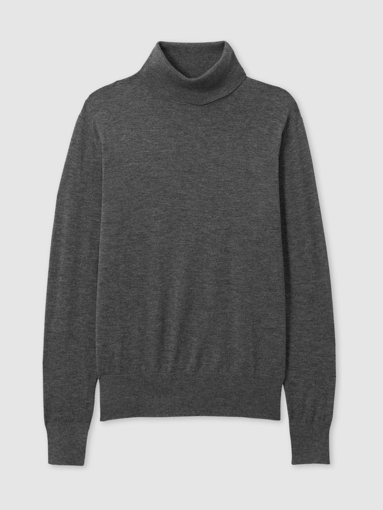 Reiss Charcoal Macy Merino Wool Roll Neck Jumper - Image 2 of 6