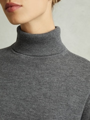 Reiss Charcoal Macy Merino Wool Roll Neck Jumper - Image 3 of 6