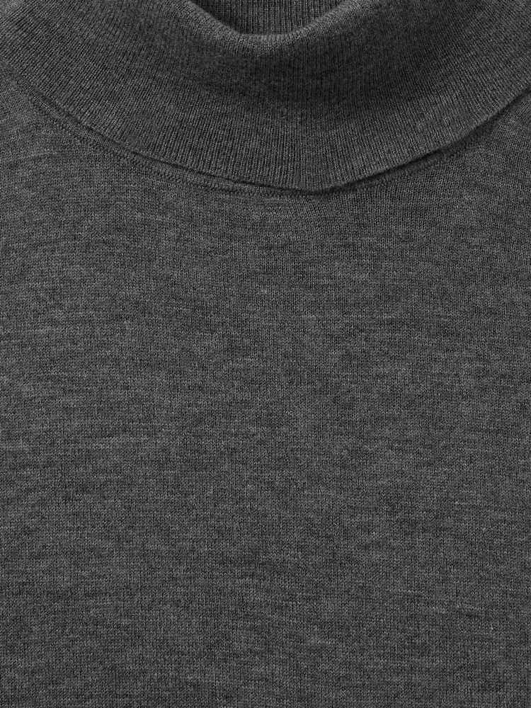 Reiss Charcoal Macy Merino Wool Roll Neck Jumper - Image 6 of 6