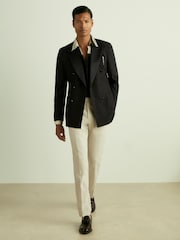 Reiss Chocolate Brown Montana Abstract-Print Poplin Shirt - Image 3 of 7