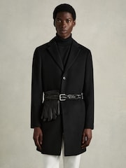 Negro - Reiss Monty Wool and Cashmere Lined Leather Gloves - Imagen 2 de 4