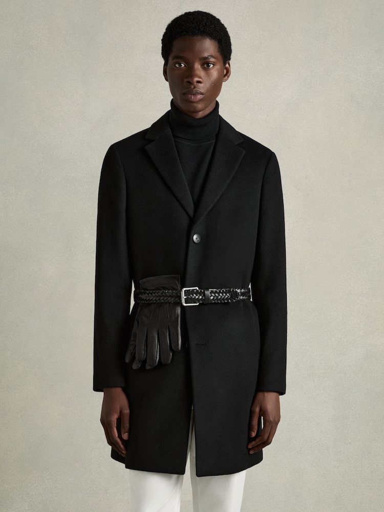 Negro - Reiss Monty Wool and Cashmere Lined Leather Gloves - Imagen 2 de 4