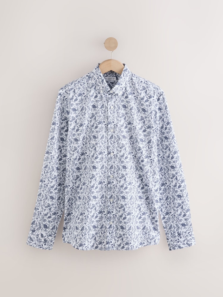 White Floral Print Long Sleeves Shirt - Image 1 of 1