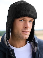 Black Showerproof Quilted Trapper Hat - Image 1 of 6