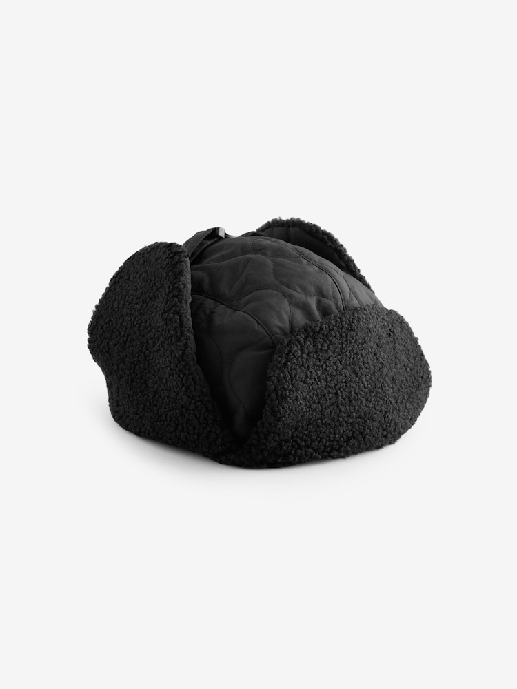 Black Showerproof Quilted Trapper Hat - Image 2 of 6