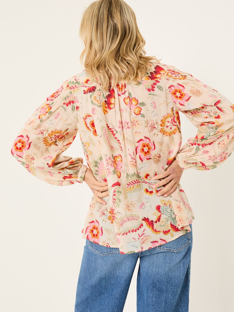 FatFace Ebby Cream Historical Floral 100% Cotton Blouse - Image 3 of 10