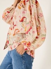 FatFace Ebby Cream Historical Floral 100% Cotton Blouse - Image 4 of 10